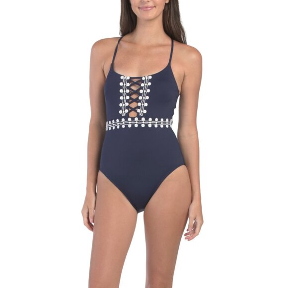 LA BLANCA Indigo Sea Scallops Strappy Over The Shoulder Mio One-piece Swimsuit - Picture 1 of 2